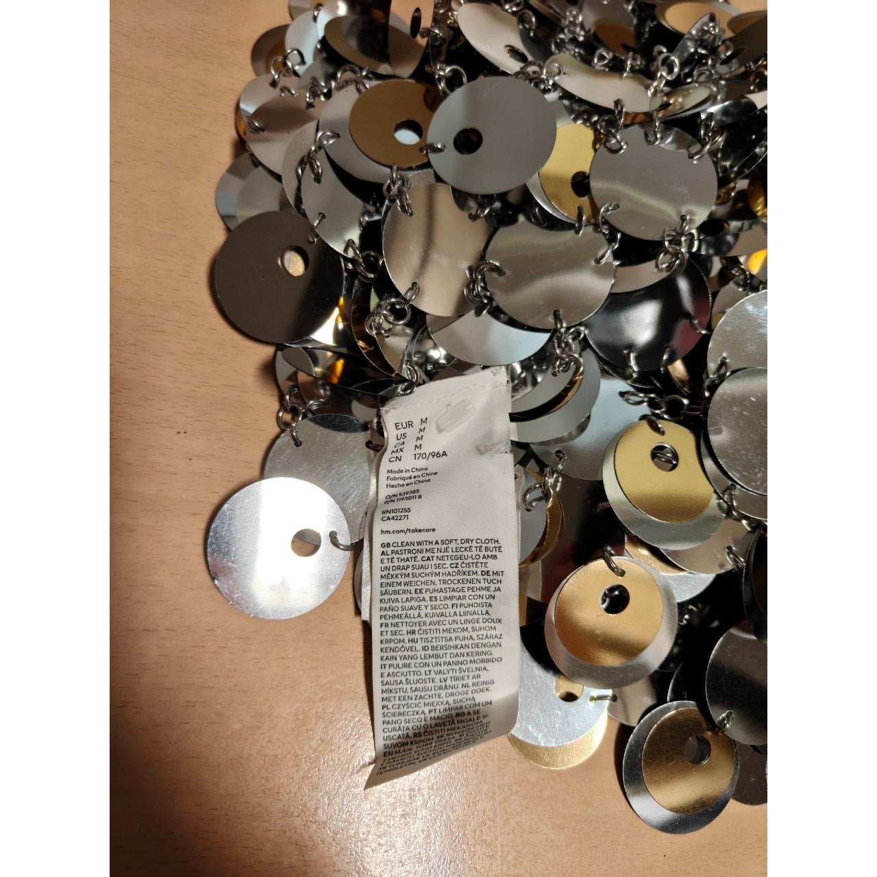 H&M x Paco Rabanne Silver Sequin Dress Sz. M Pre-owned