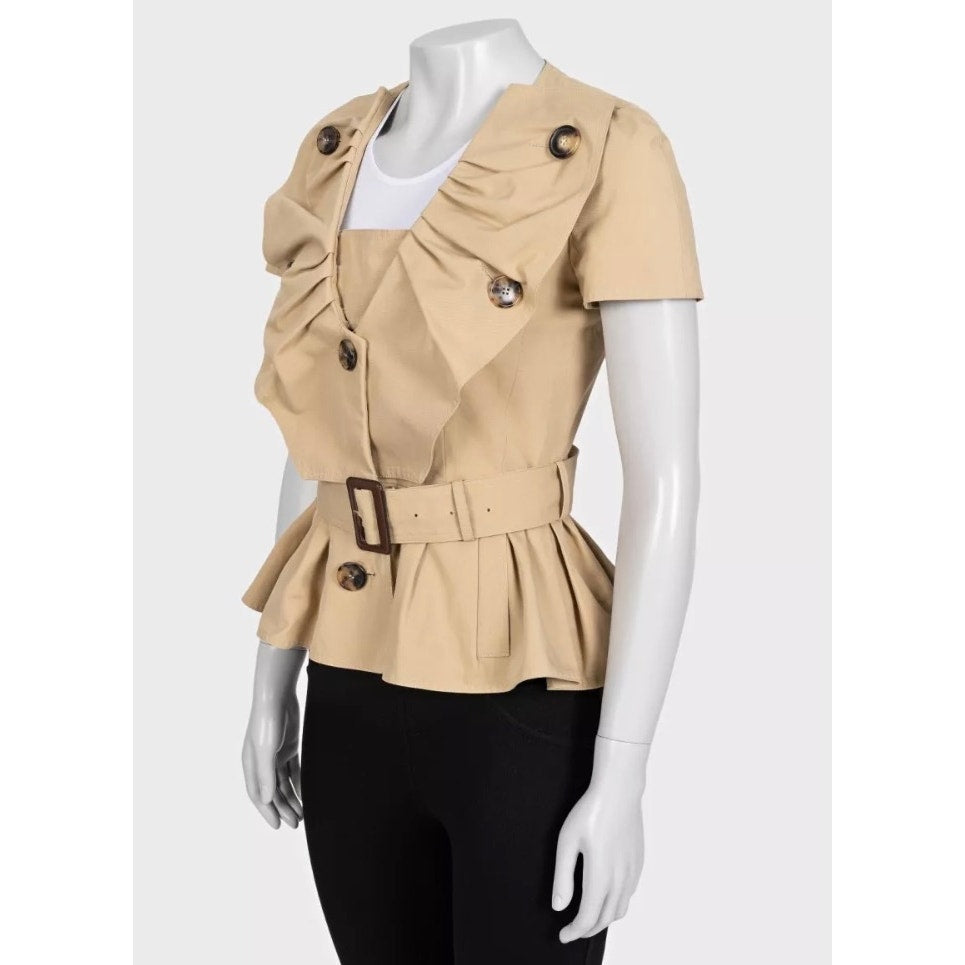 Christian Dior Vintage Brown Cotton Short-Sleeve Jacket Sz.36/ S pre-owned
