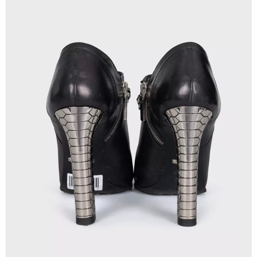 Roberto Cavalli Black Leather Ankle Boots sz.40 pre-owned