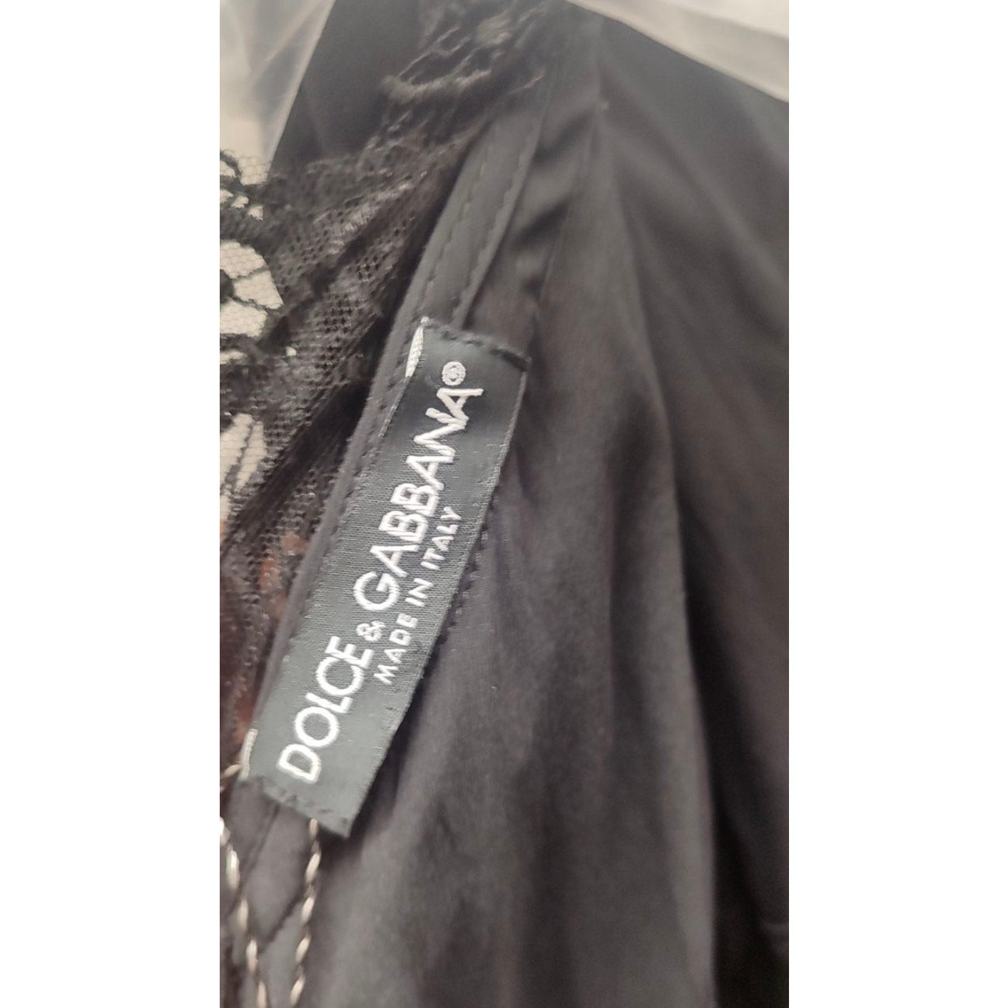 NWOT Dolce & Gabbana Black Draped Lace Dress - Size S pre-owned