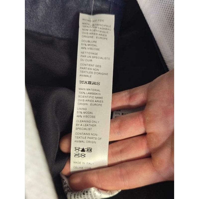 NWT Celine Blue Lambskin Leather Cropped Jacket Sz.38/M Pre-owned