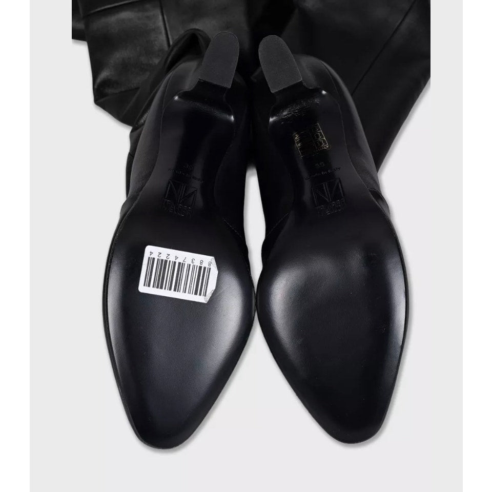 Tamara Mellon Black Leather Knee-High Boots - Size 39 pre-owner