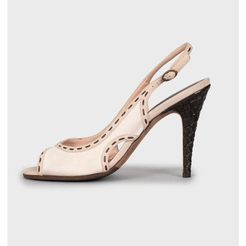 Bottega Veneta Beige Woven Stiletto Heel Sandals, Size 40 Pre-owned