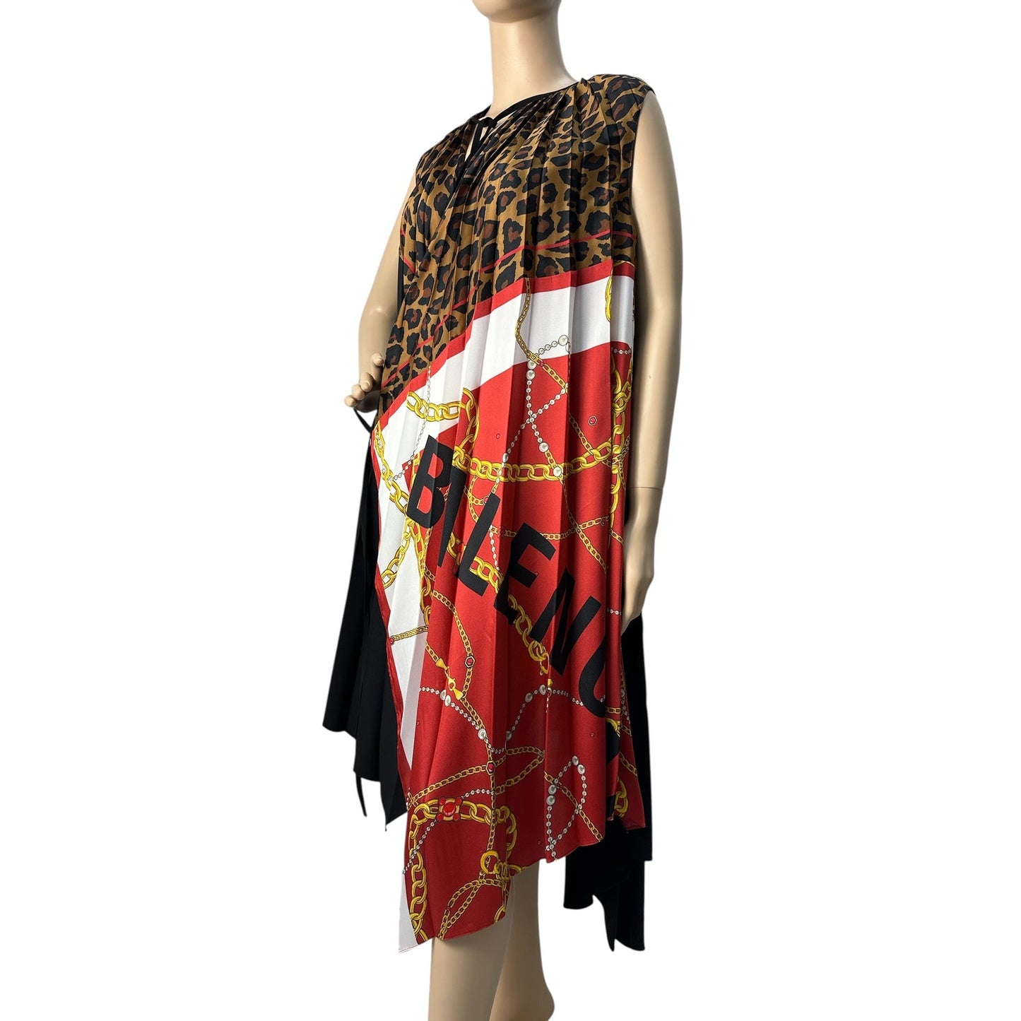 BALENCIAGA Floral & Logo Print Scarf Dress In Multicolor Pre-owned