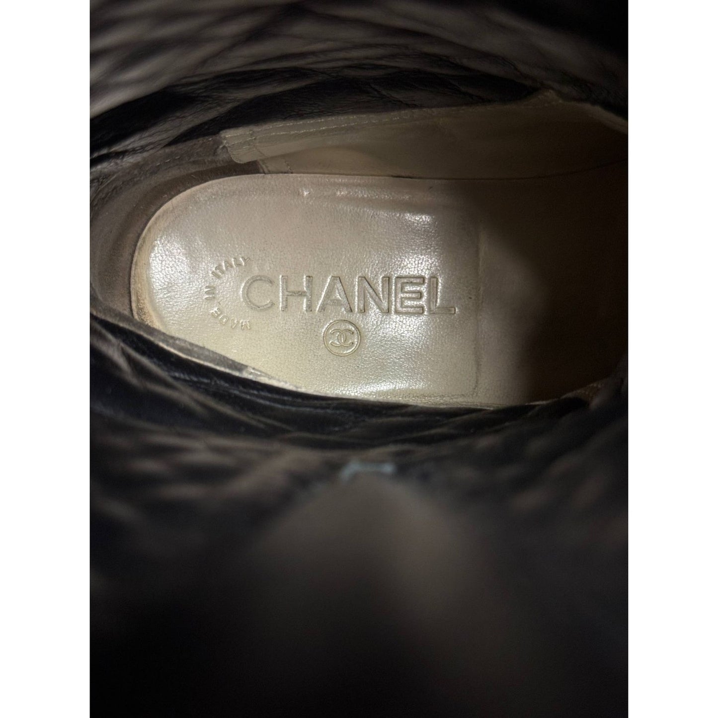 Chanel Black Quilted Leather Over-The-Knee Boots Sz.39,5 Pre-owned