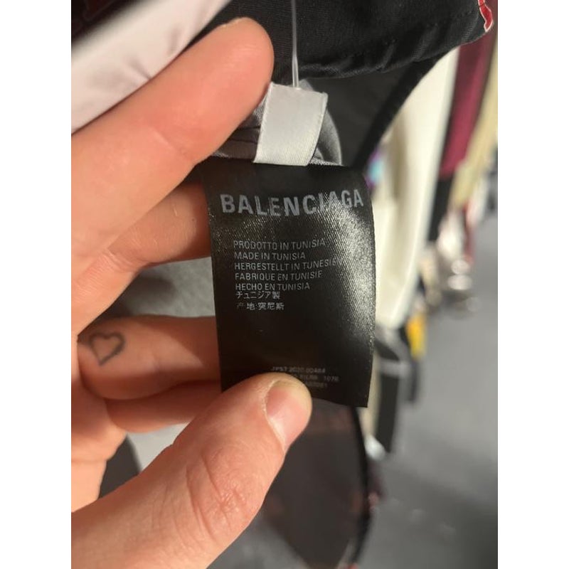 Balenciaga Black Cotton Zip-Up Shirt - Logo Print XXL Pre-owned