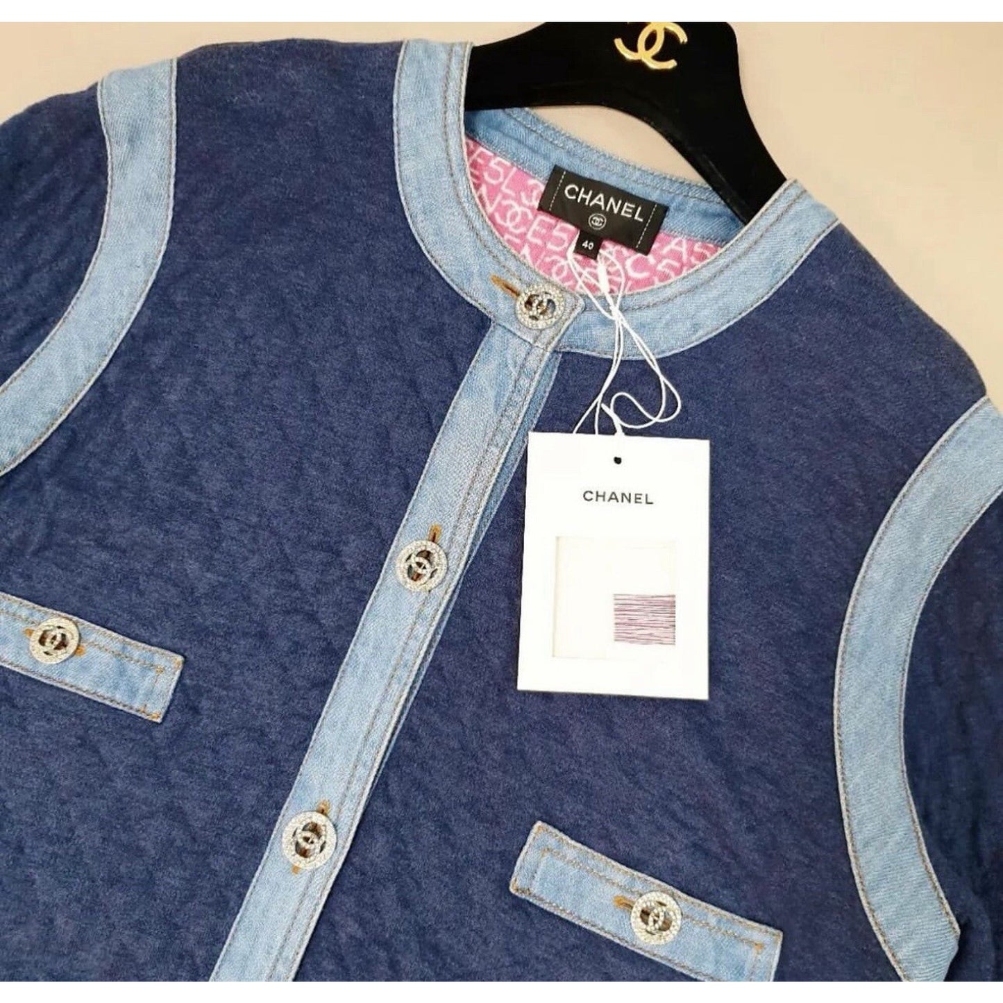 NWT CHANEL 20P Denim Jacket Sz.40 Pre-owned