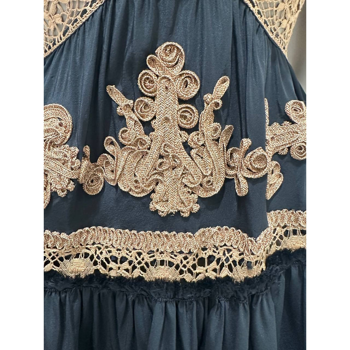 Jean Paul Gaultier Vintage S/S 2006 Runway Black Gold Halterneck Dress Sz.40 Pre-owned