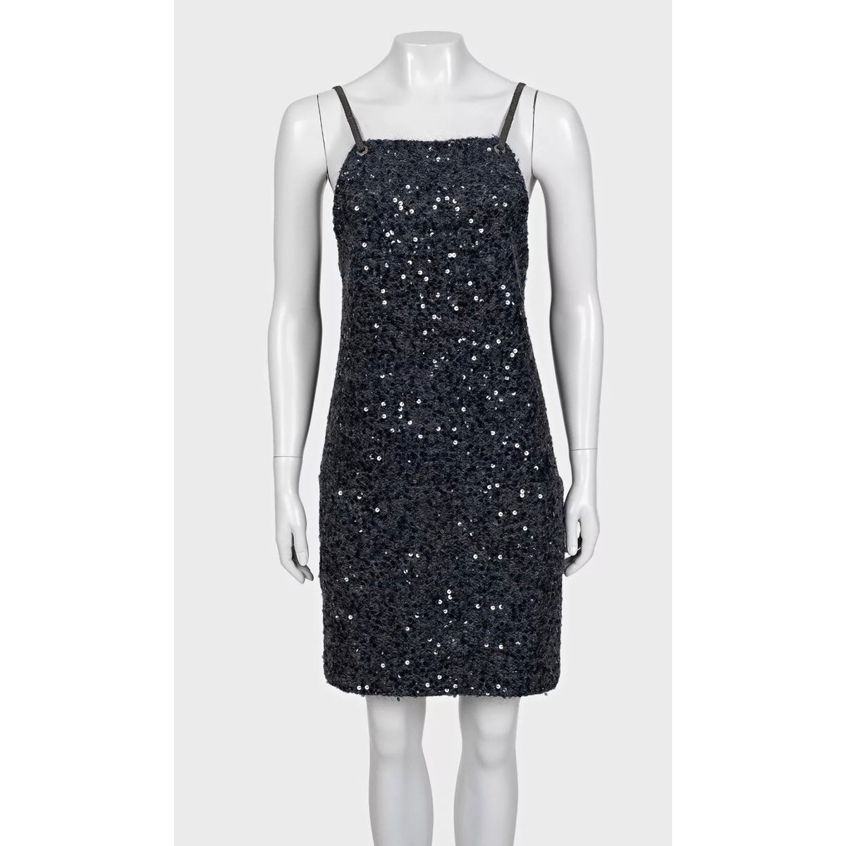 Brunello Cucinelli Grey Sequin Embellished Sleeveless Dress Sz.S pre-owned