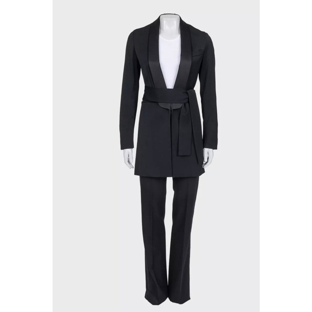 Saint Laurent Black Wool Suit with Long Jacket - EU36/S Pre-owned