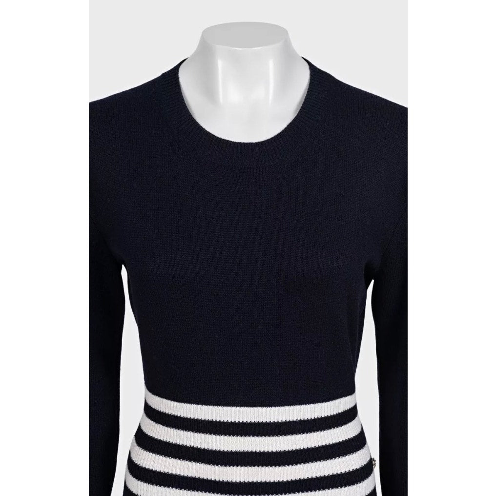 CHANEL Fall 2016 Cashmere Knit Striped Maxi Dress Sz.48/4XL Pre-owned