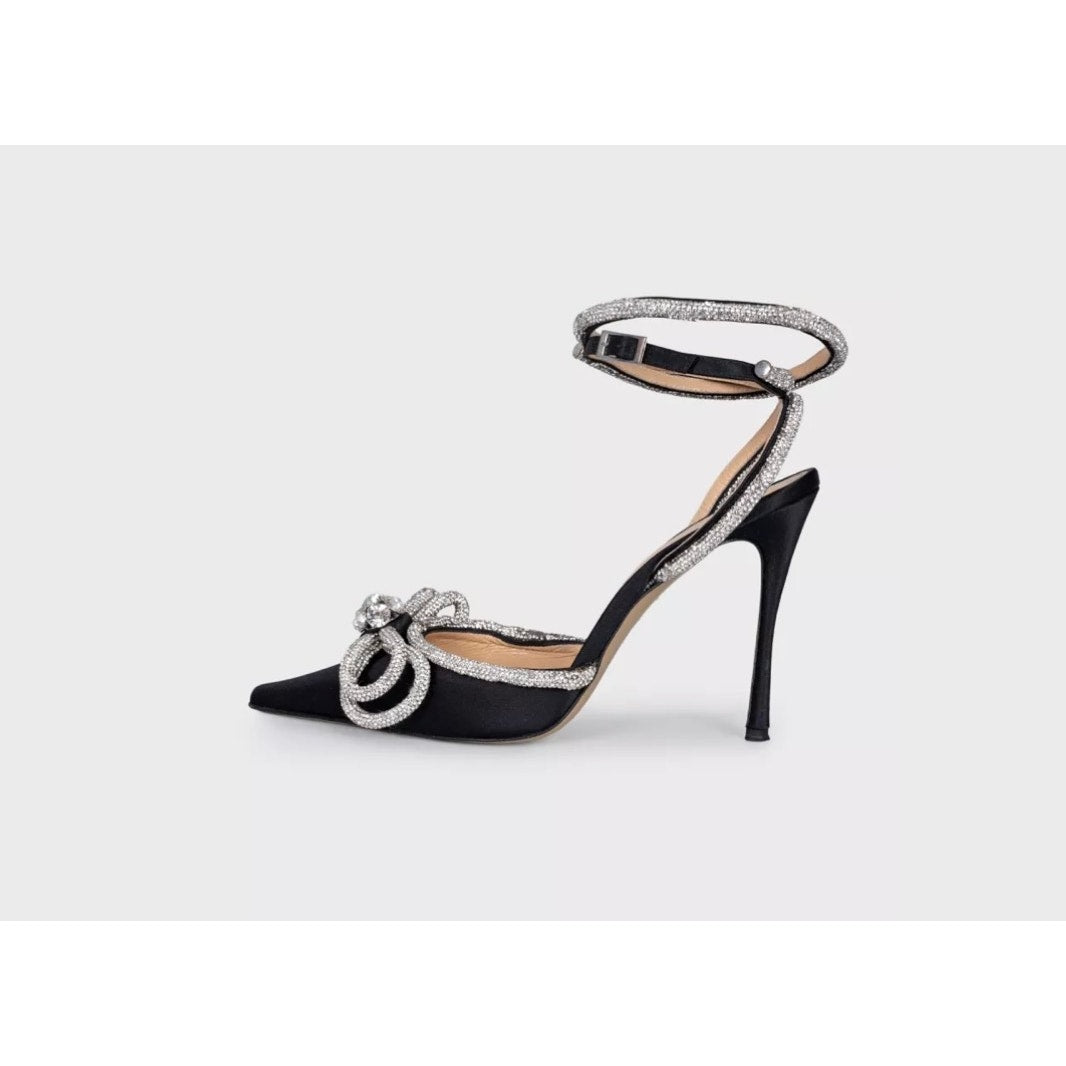 Mach & Mach Black Rhinestone Slingbacks - EU 39 Pre-owned