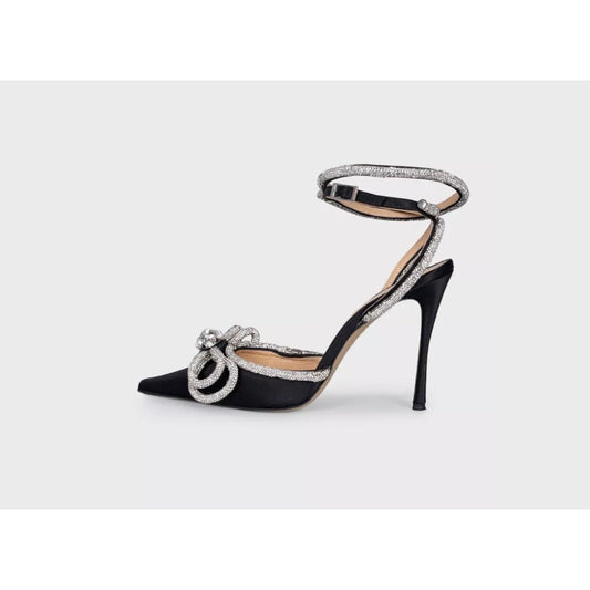 Mach & Mach Black Rhinestone Slingbacks - EU 39 Pre-owned
