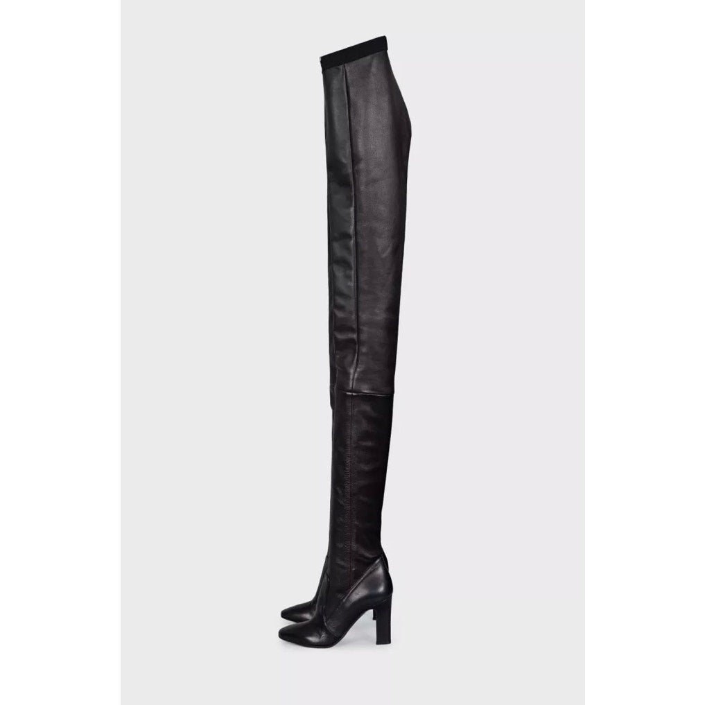 Tamara Mellon Black Leather Knee-High Boots - Size 39 pre-owner
