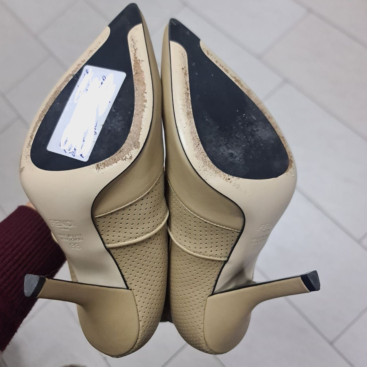 Fendi beige ankle boots with stretch-knit panel Sz.38 Pre-owned