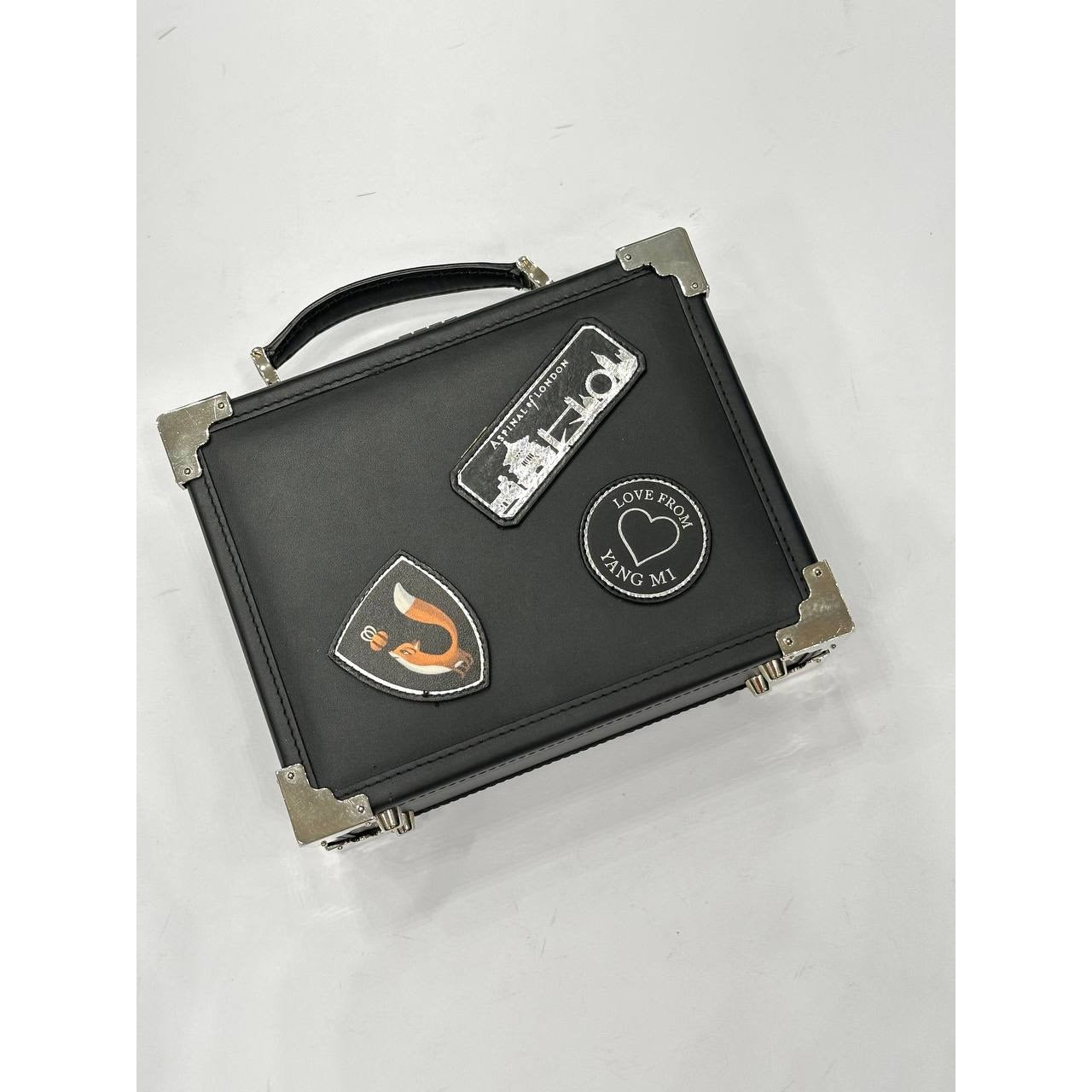 Aspinal of London Black Leather Mini Trunk Bag pre-owned