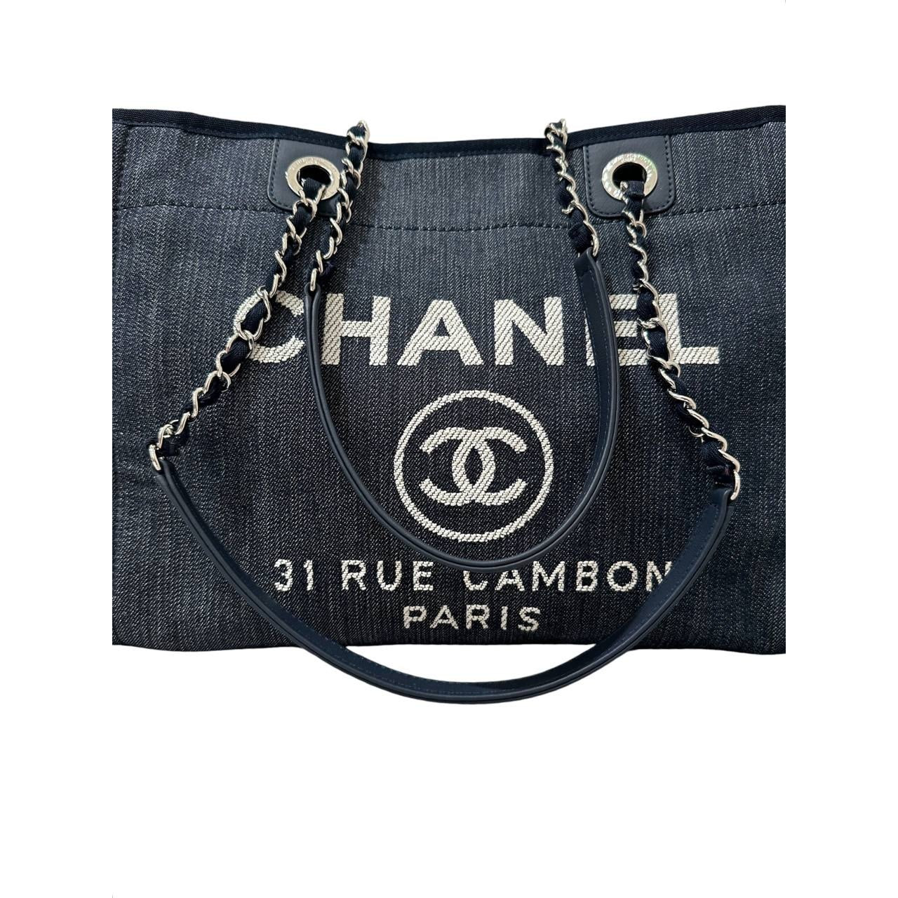 Chanel Deauville Large Denim Canvas Tote Bag Pre-owned