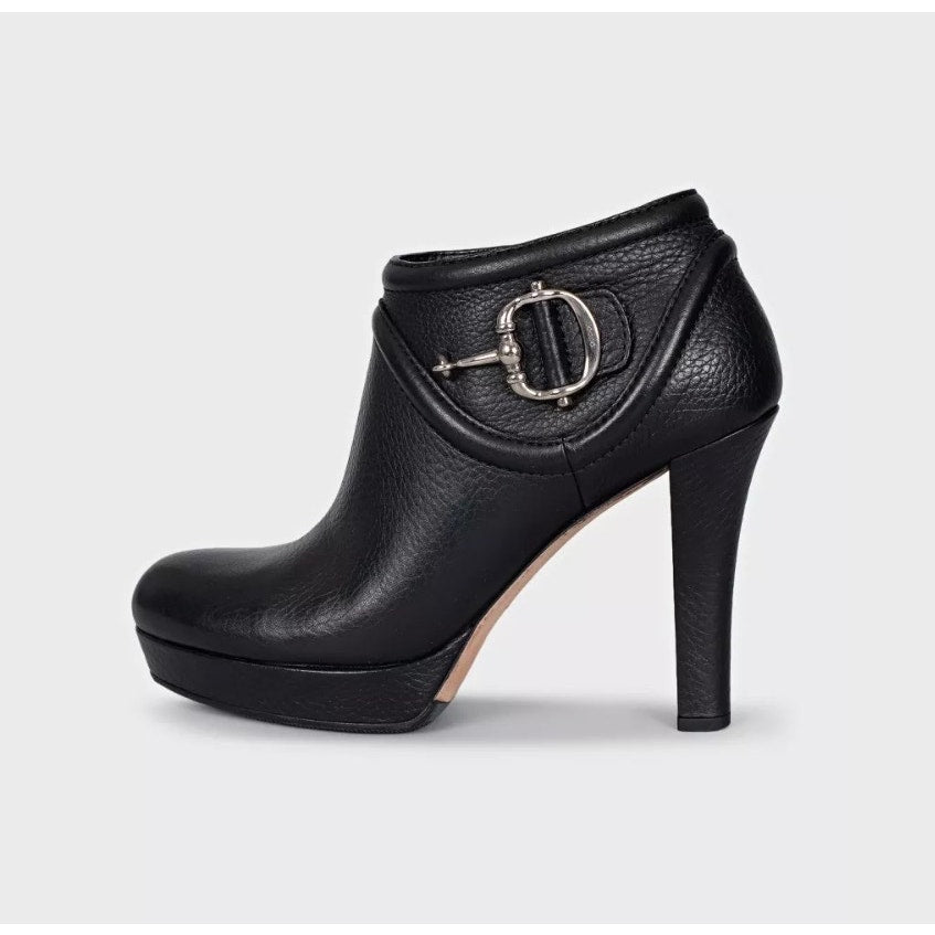 NWB Gucci Black Leather Ankle Boots - EU 39 Pre-owned