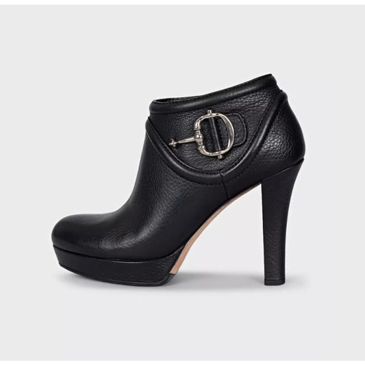 NWB Gucci Black Leather Ankle Boots - EU 39 Pre-owned
