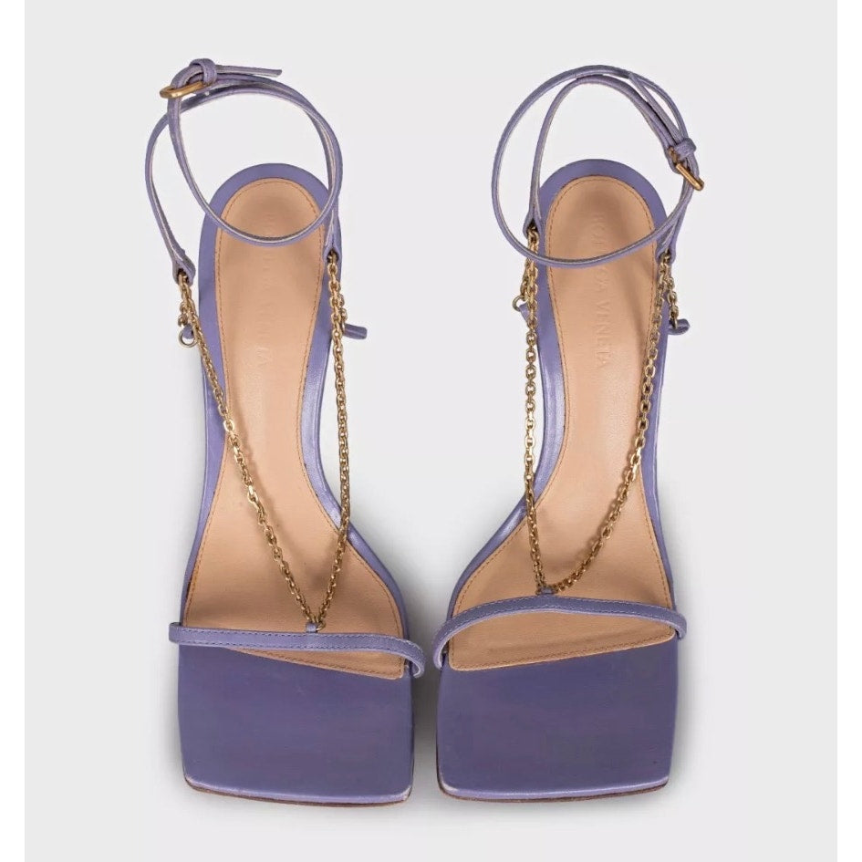 Bottega Veneta Purple Leather Chain Sandals, Size 37 Pre-owned