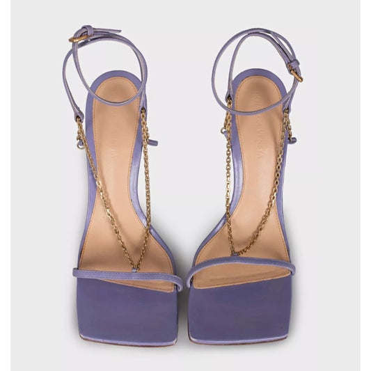 Bottega Veneta Purple Leather Chain Sandals, Size 37 Pre-owned