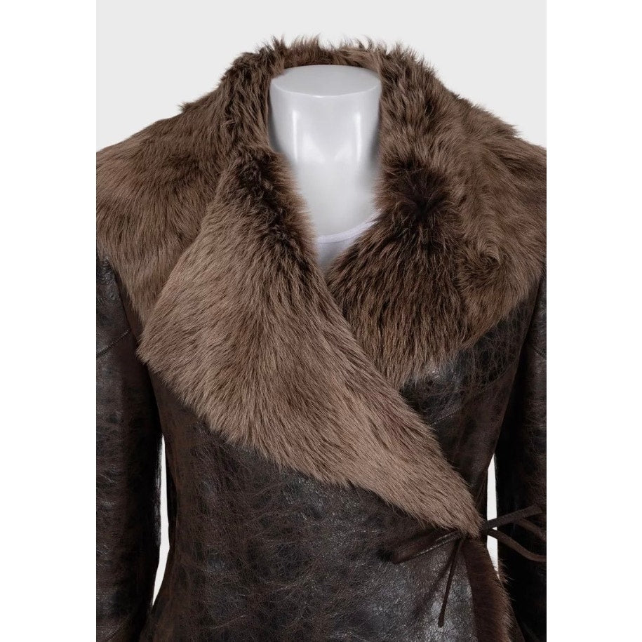 Max Mara Brown Shearling Sheepskin Coat - S Pre-owned