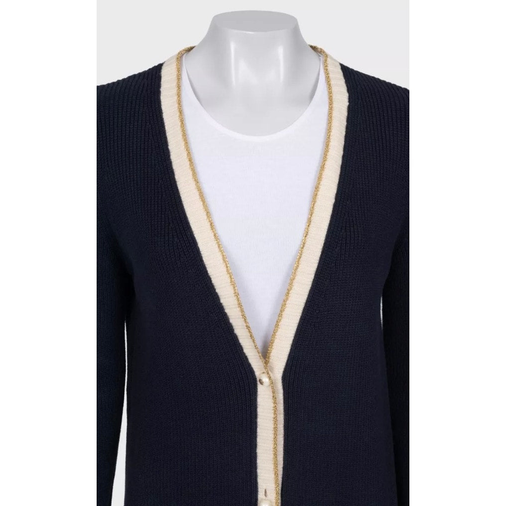 Gucci Straight Blue Embroidered Cardigan - Size S Pre-owned
