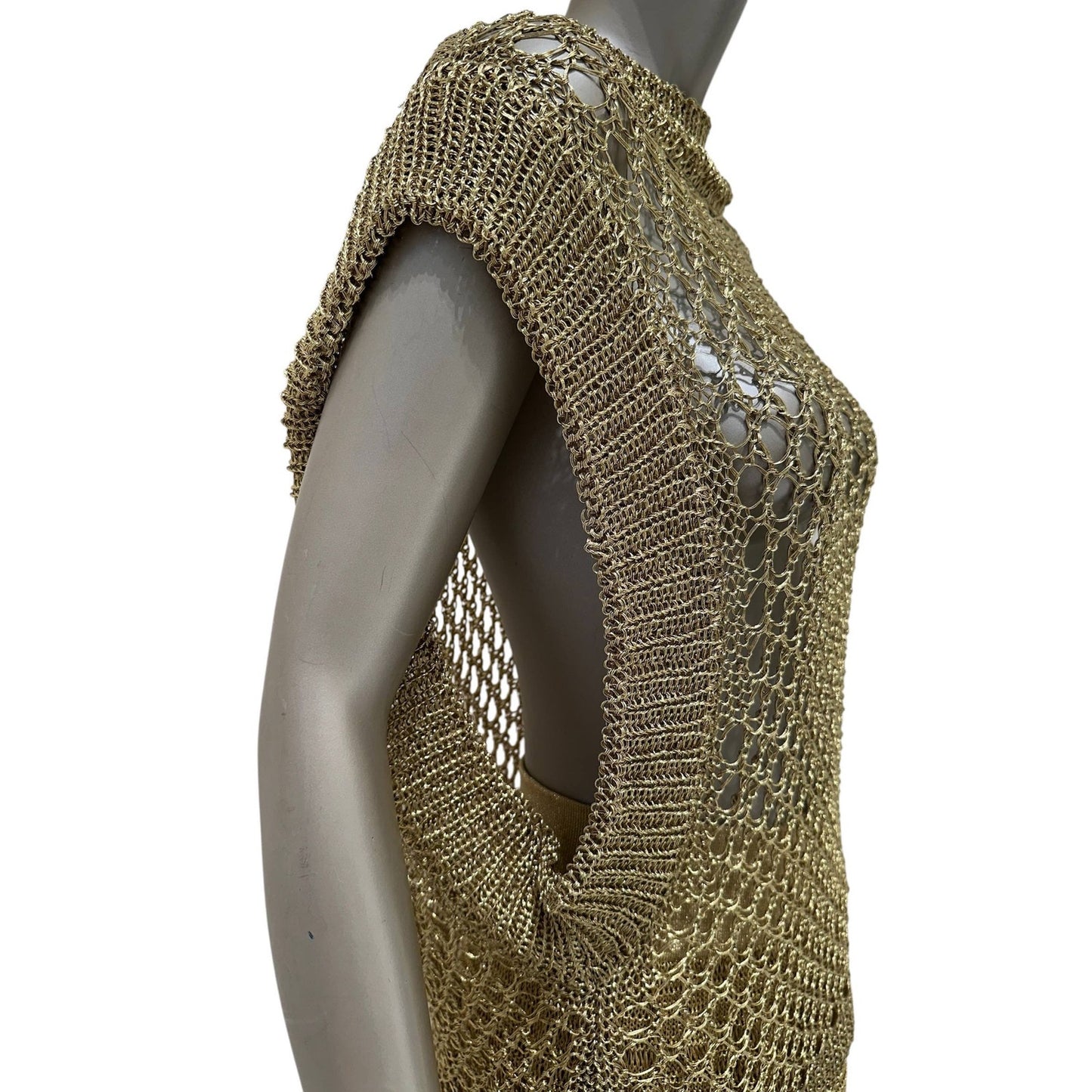 Balmain Gold Open-Knit Top & Bermuda Shorts Set FR 36 Pre-owned
