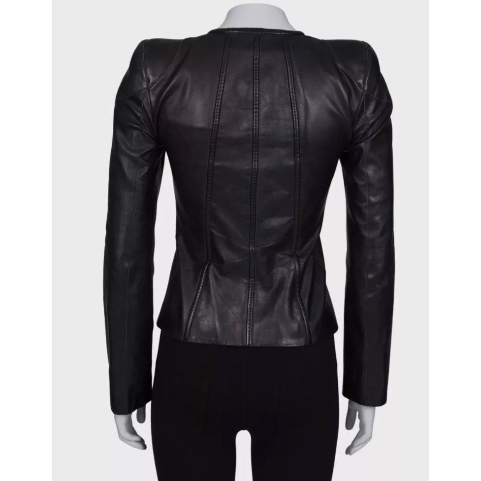 Roberto Cavalli Black Leather Jacket - Size XS (IT38) pre-owned