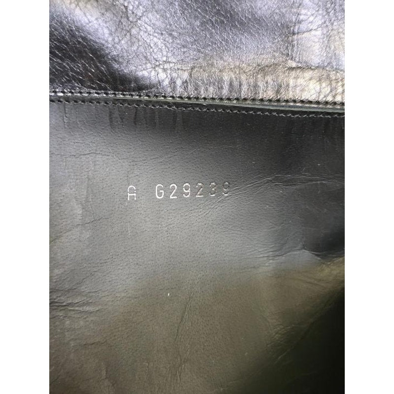 CHANEL Black Leather Silver CC Logo Knee High Boots 38.5 Pre-owned