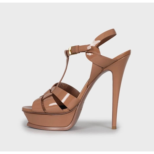 Saint Laurent Tribute Brown Leather Sandals Size 40 pre-owned