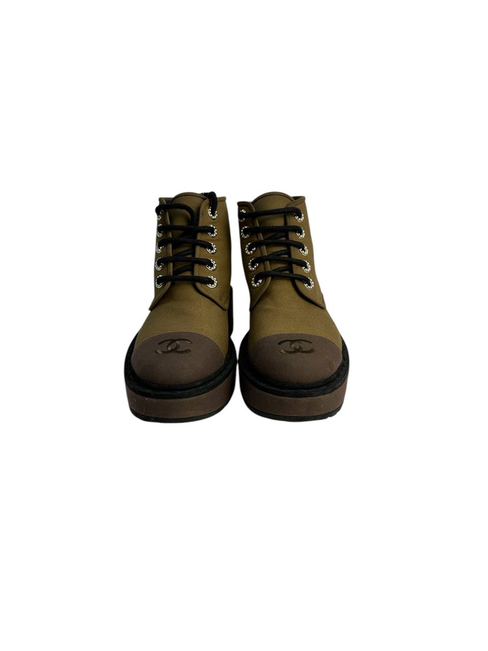 Utility-Inspired Textile Boots with Logo Detail and Platform Sole