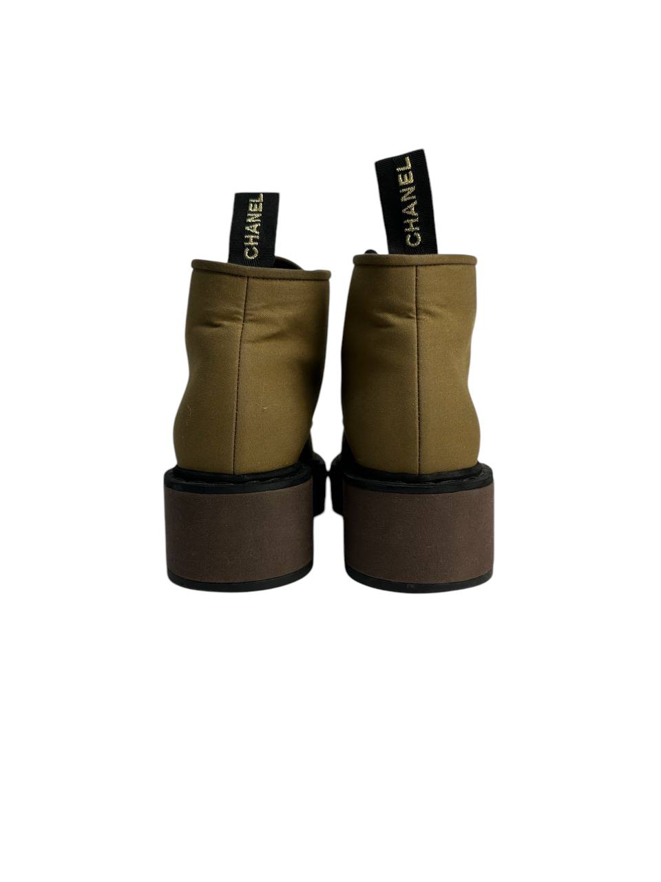 Utility-Inspired Textile Boots with Logo Detail and Platform Sole