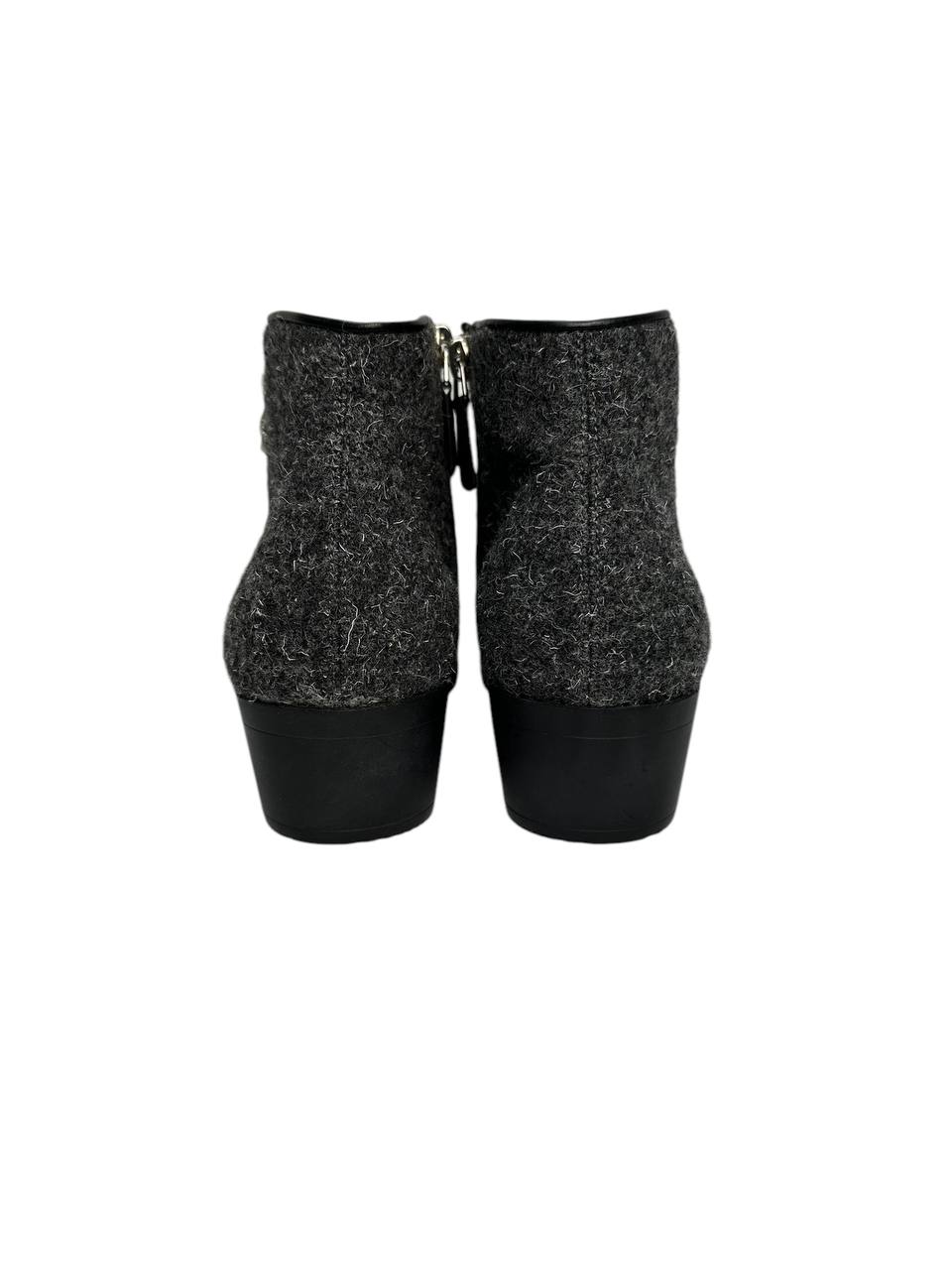 Wool and Leather Ankle Boots with Metal Logo Detail