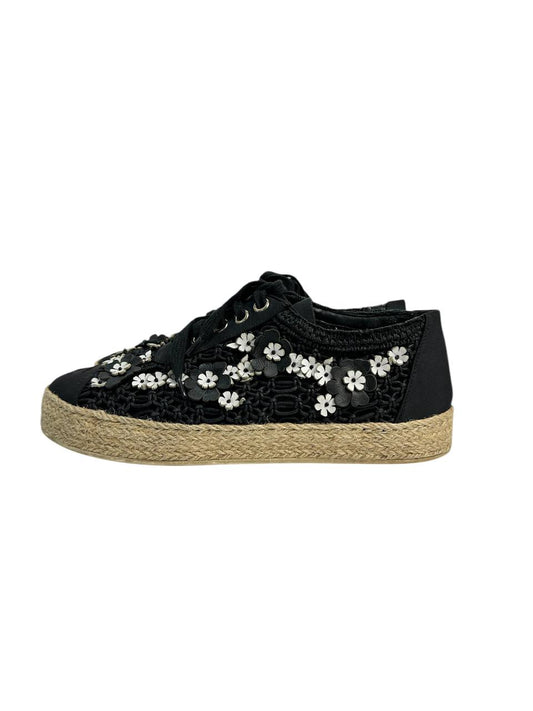 Textile Sneakers with Woven Flower Detail and Espadrille-Style Sole