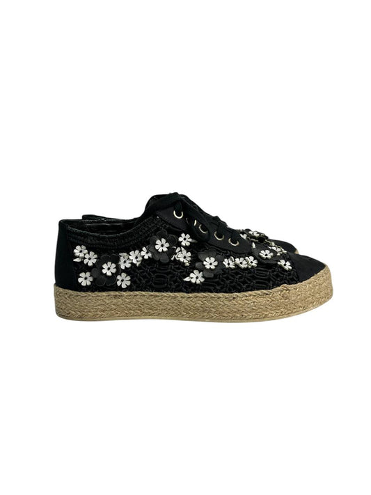 Textile Sneakers with Woven Flower Detail and Espadrille-Style Sole
