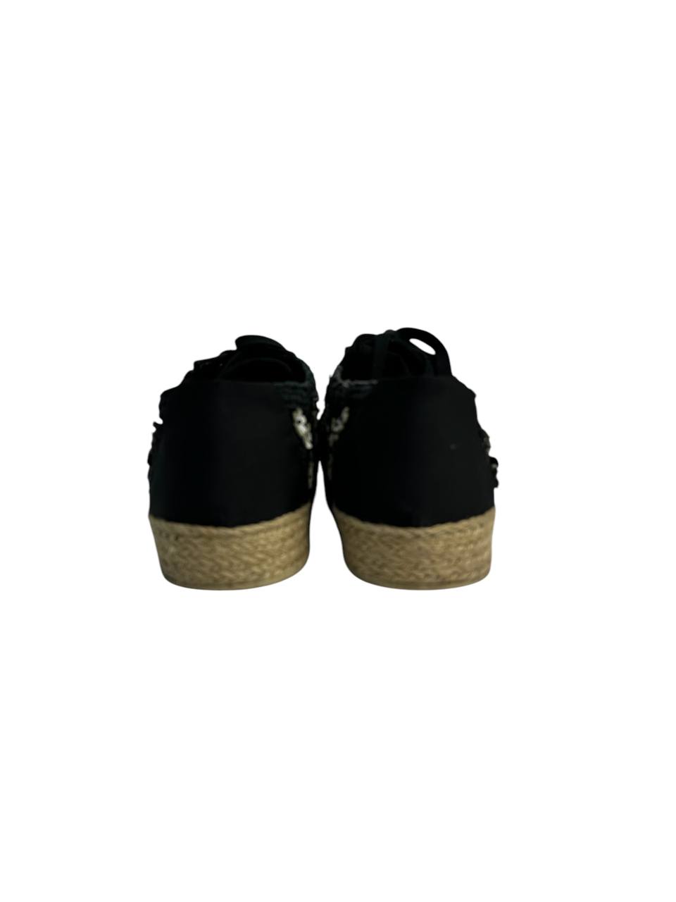 Textile Sneakers with Woven Flower Detail and Espadrille-Style Sole