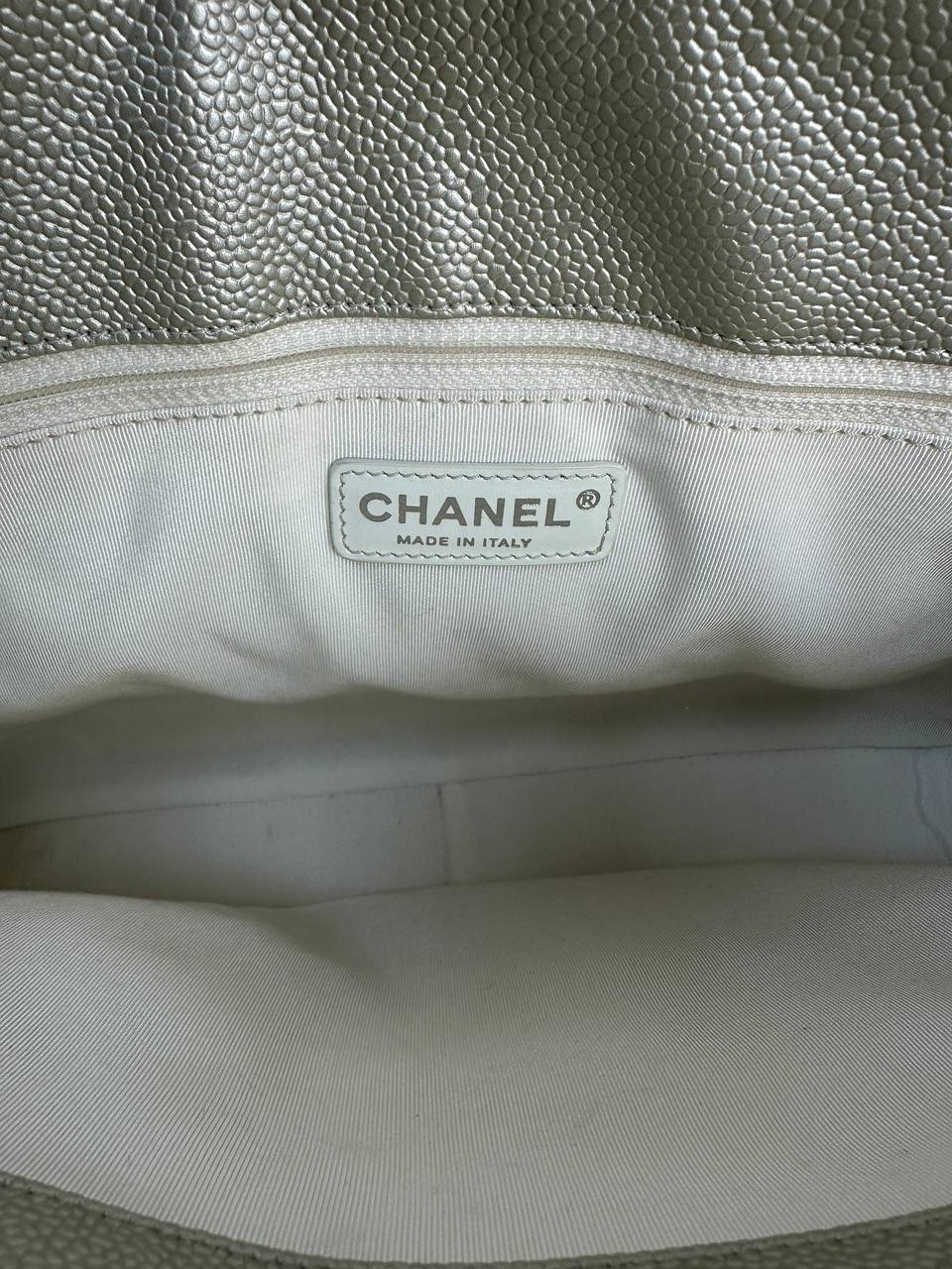 GST Tote Bag in Caviar Leather with Quilted Finish and Chain Handles