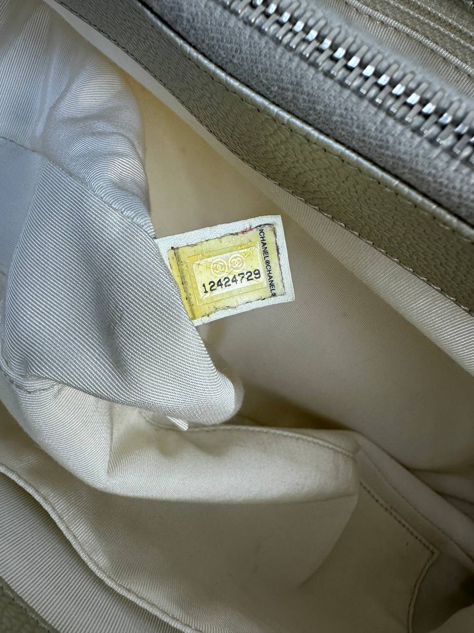 GST Tote Bag in Caviar Leather with Quilted Finish and Chain Handles