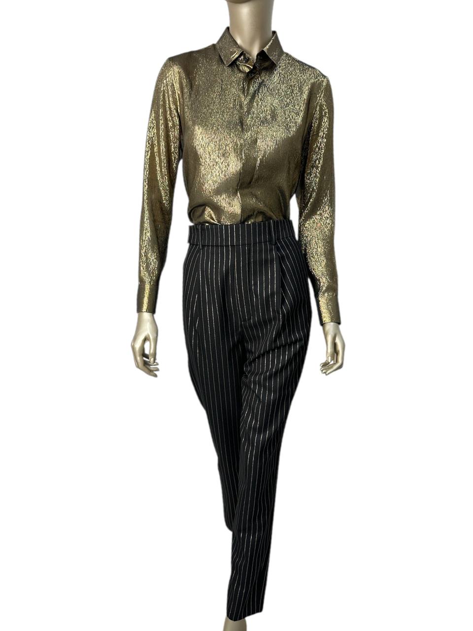 Set with gold shirt and pinstripe trousers