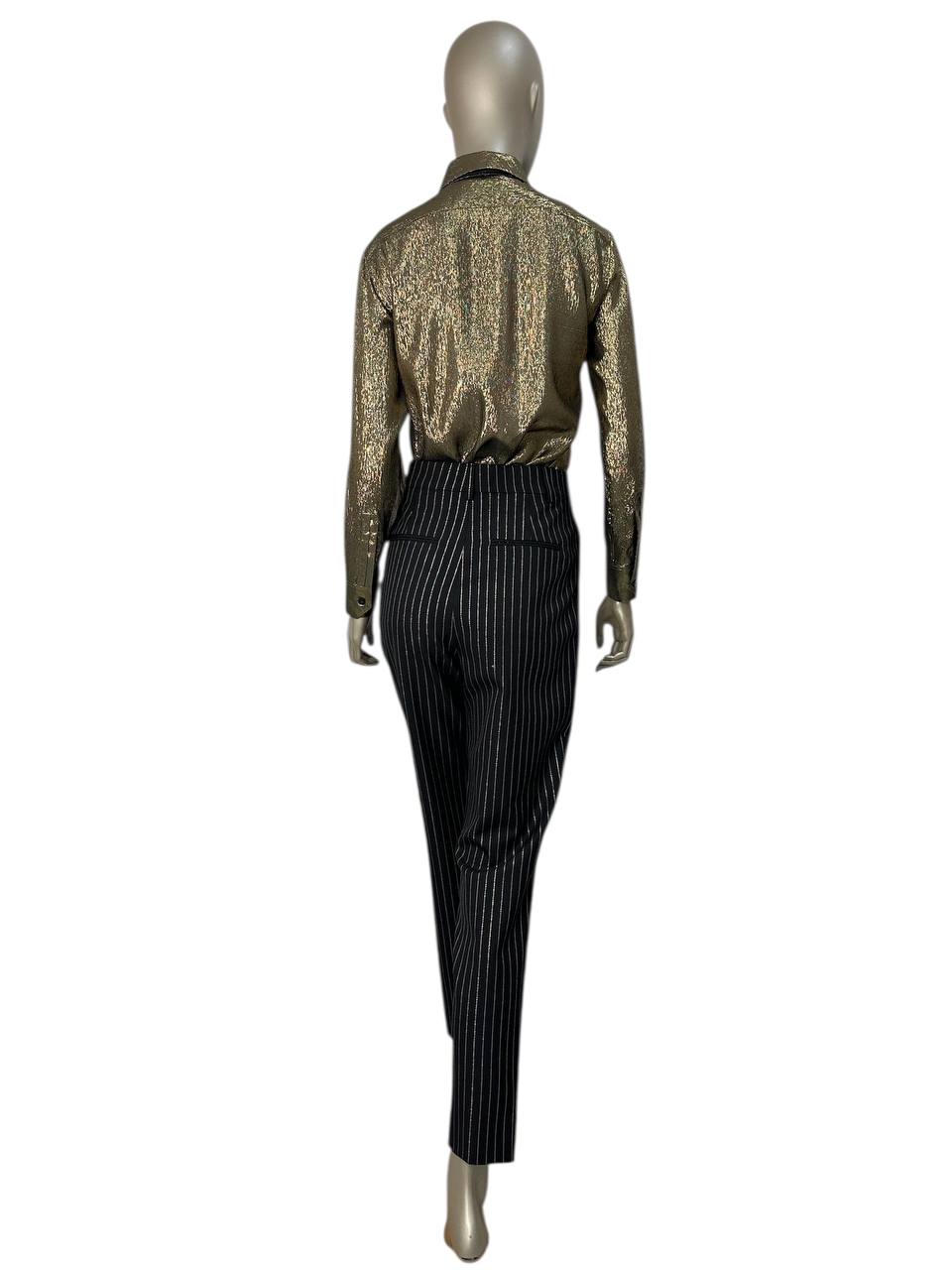 Set with gold shirt and pinstripe trousers