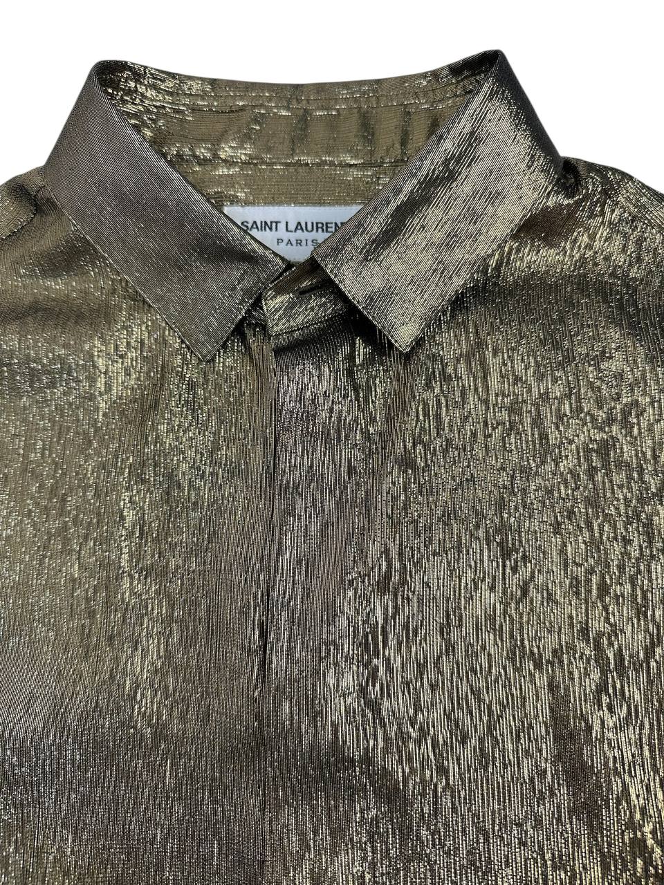 Set with gold shirt and pinstripe trousers