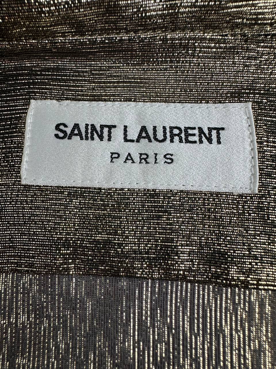 Set with gold shirt and pinstripe trousers