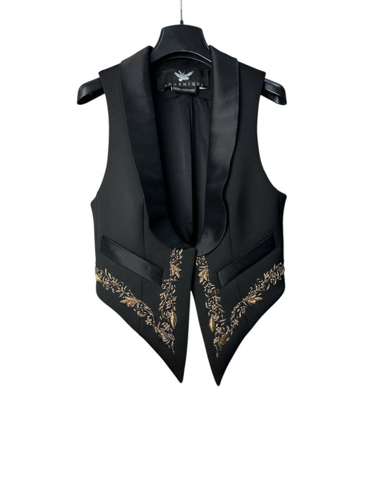 Embroidered vest with silk lapels