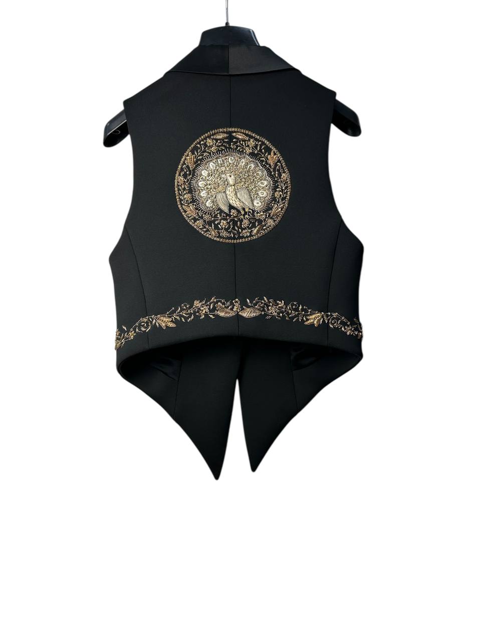 Embroidered vest with silk lapels