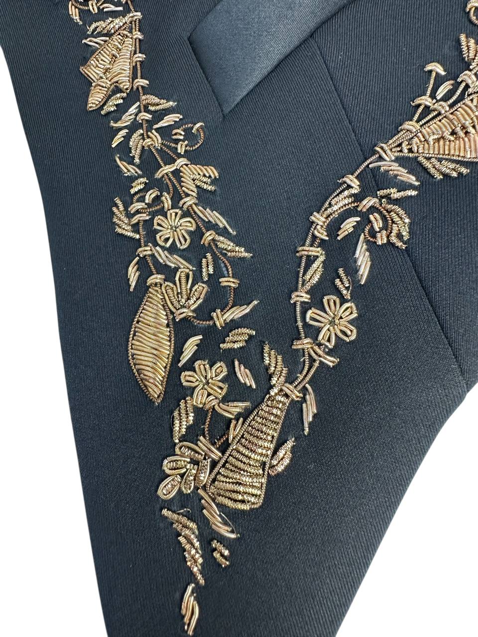 Embroidered vest with silk lapels