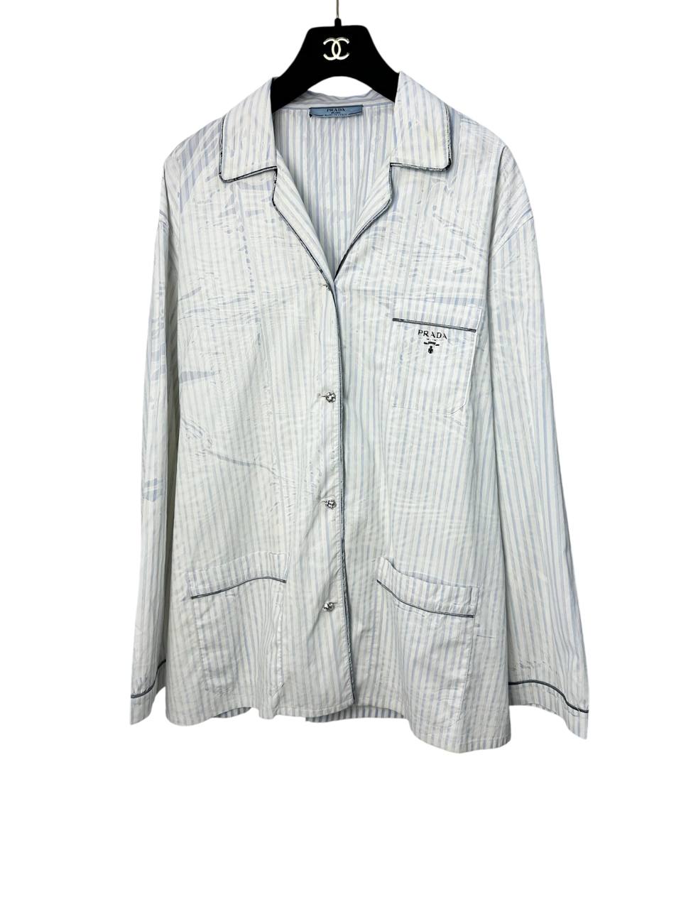 Striped pajama shirt with crystal buttons