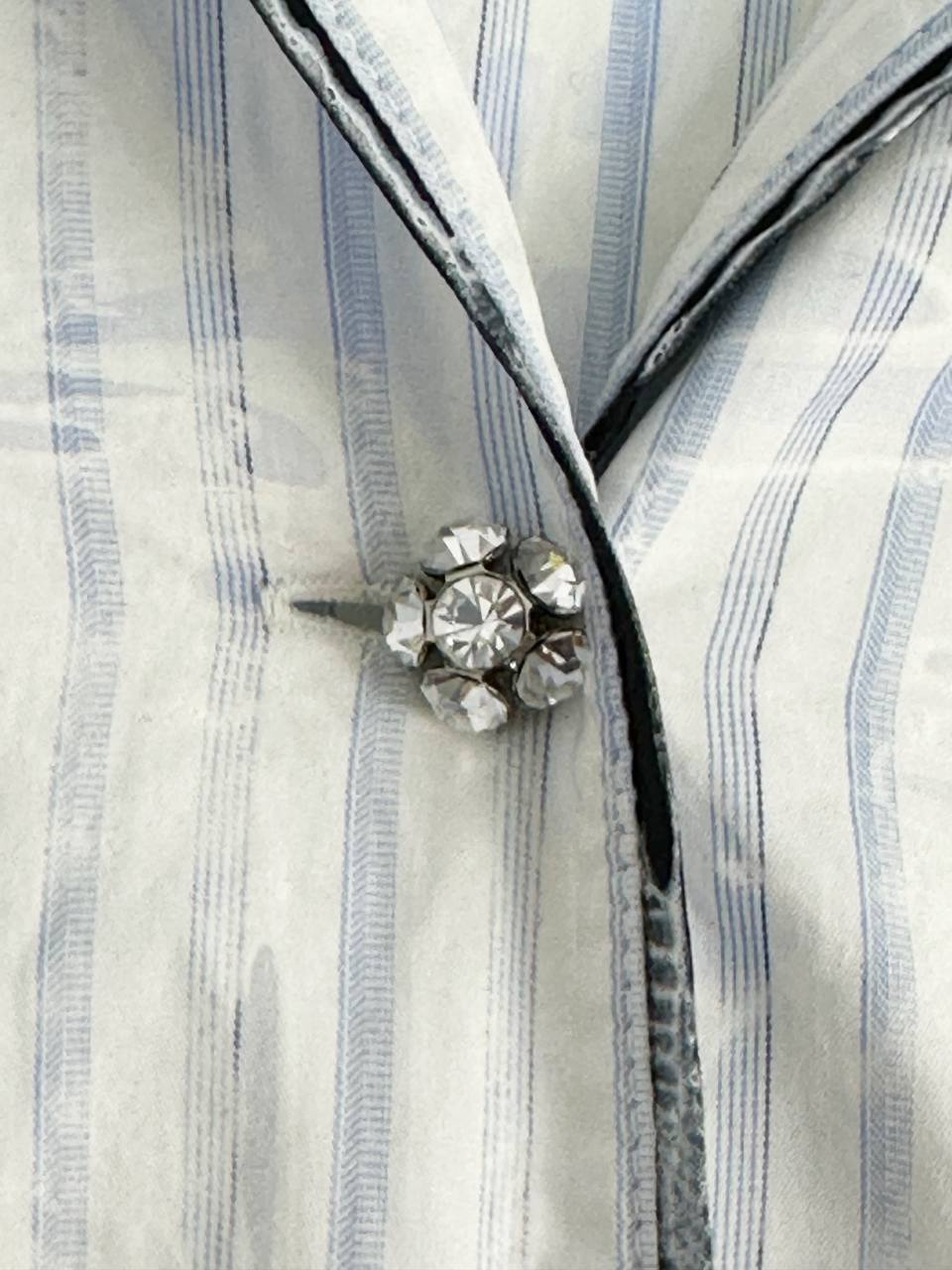Striped pajama shirt with crystal buttons