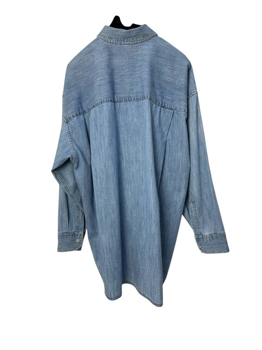 Denim shirt with crystal buttons
