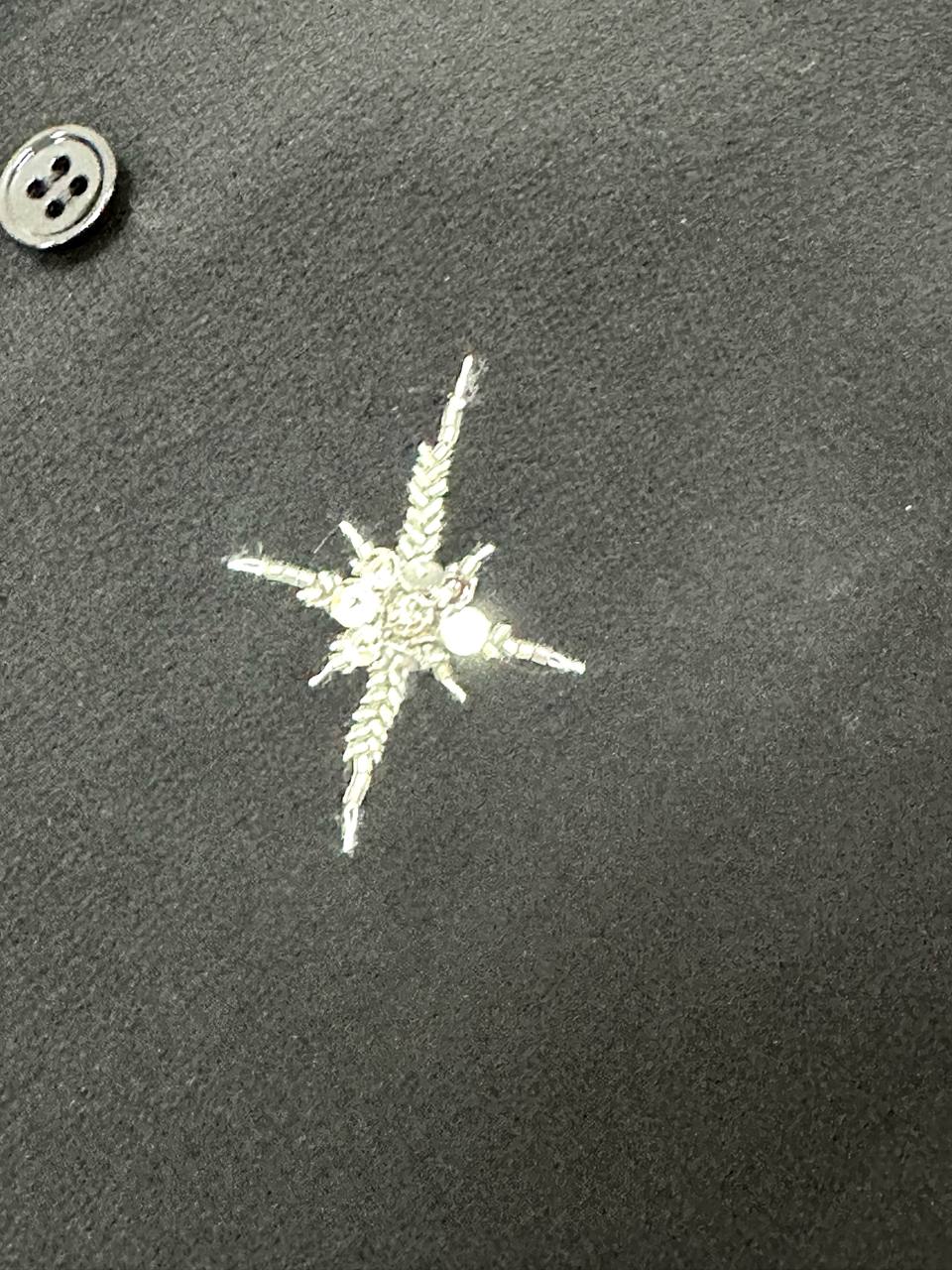 Silk shirt with glass and metal embroidery